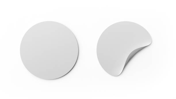 istock Blank white round stickers or tag template isolated on white background. Mock up design. 3d abstract illustration. Empty circle labels. 1092715008