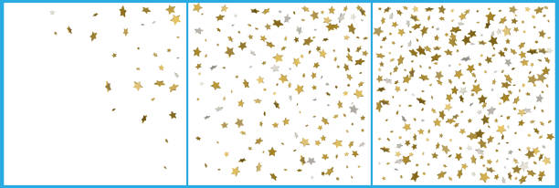 istock 3d gold and silver stars confetti celebrations. Simple festive modern design. Holiday vector. Set 3 in 1 1092719276
