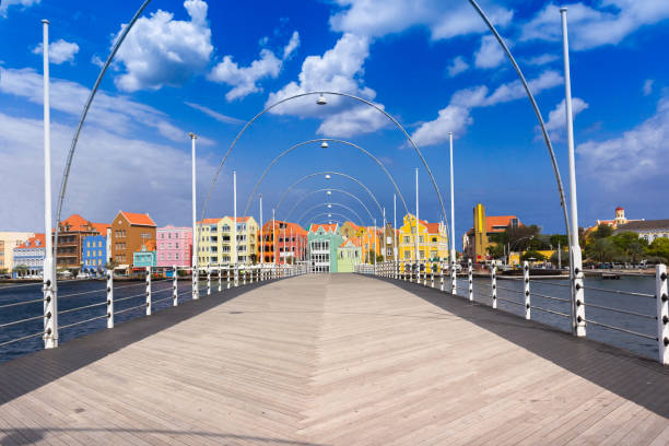 Floating pantoon bridge in Willemstad, Curacao Floating pantoon bridge in Willemstad, Curacao willemstad stock pictures, royalty-free photos & images