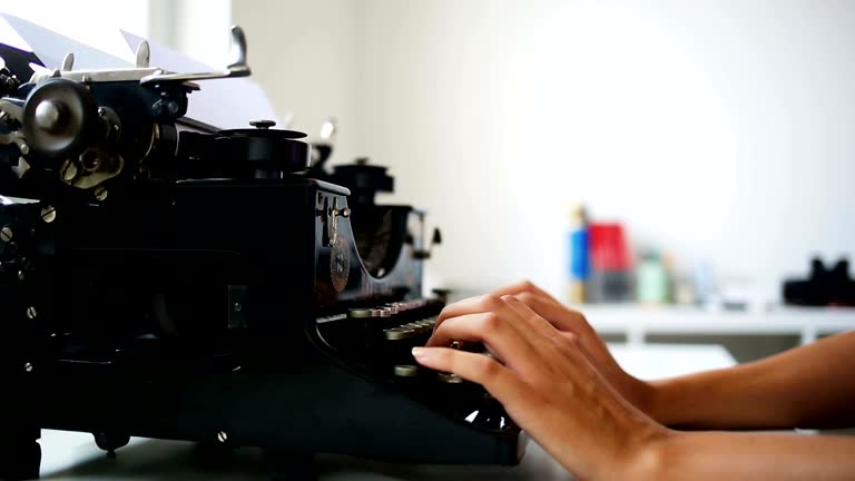 Typing on vintage typewriter