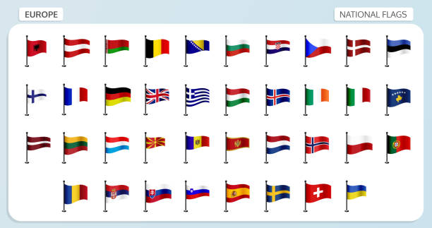 europe ülke bayrakları - spain switzerland stock illustrations