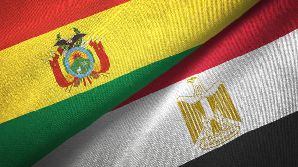 istock Egypt and Bolivia two flags together realations textile cloth fabric texture 1092736304