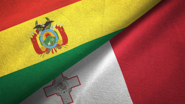 istock Malta and Bolivia two flags together realations textile cloth fabric texture 1092737076