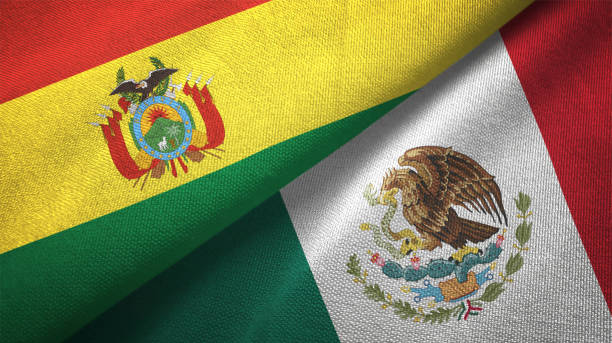 istock Mexico and Bolivia two flags together realations textile cloth fabric texture 1092737454