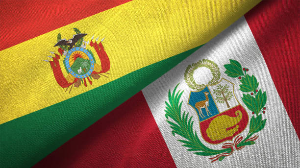 istock Peru and Bolivia two flags together realations textile cloth fabric texture 1092737464