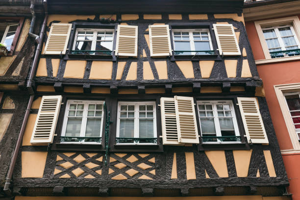 istock facade with windows with shutters in the old house. 1092738962