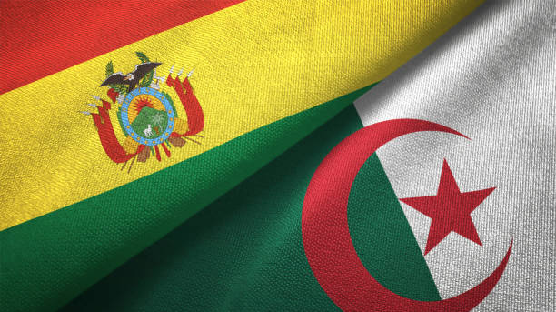 istock Algeria and Bolivia two flags together realations textile cloth fabric texture 1092739248