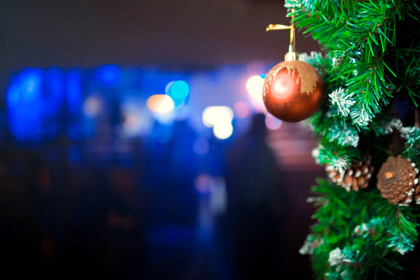 istock Christmas tree background and Christmas decorations with snow, blurred, sparking, glowing. Happy New Year and Xmas theme 1092741110