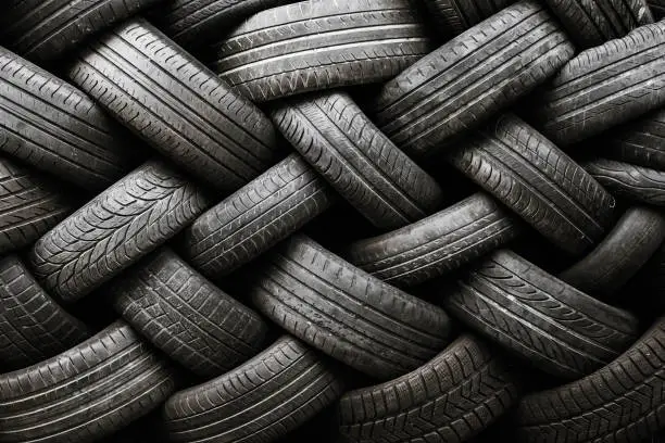 Texture of a pile of used car tires