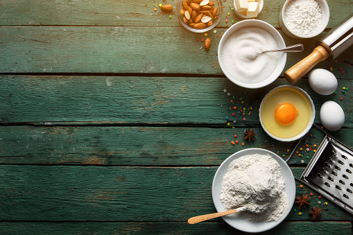 Still life with dough and flour.