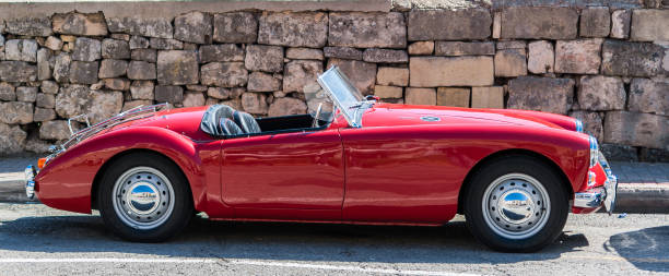 red leather seats in a british roadster