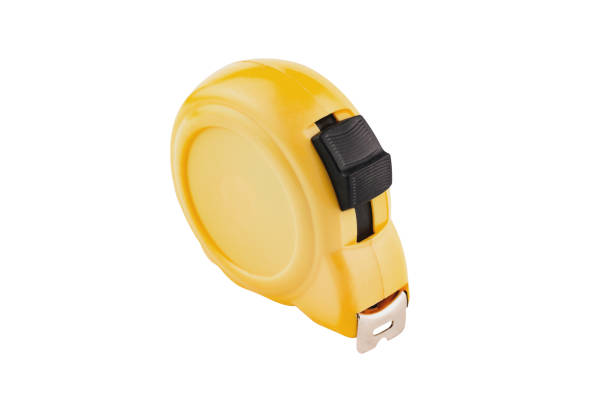 istock Single yellow plastic tape measure isolated on white background without shadow 1092766312