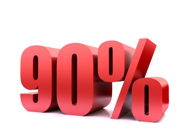 ninety  percent 90% symbol .3d rendering