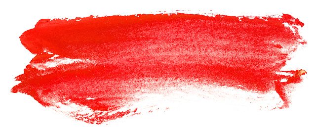 Beautiful red watercolor stain drawn by hand. Isolated on white background for design layout.