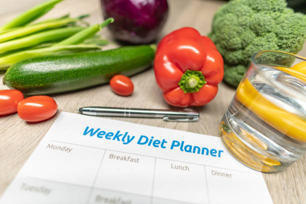 Weekly Diet Planner with lots of healthy vegetables Weekly Diet Planner with lots of healthy vegetables Nutrition Week  stock pictures, royalty-free photos & images
