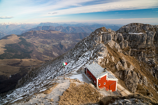 Azzoni refuge un the summit of Mount Resegone, Lombardy, Italy