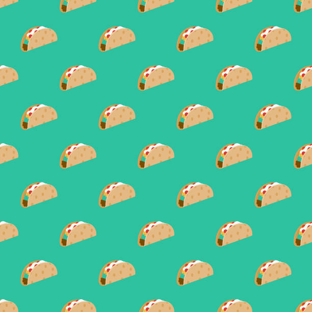 Football Tailgating Party Seamless Pattern A seamless pattern created from a single flat design icon, which can be tiled on all sides. File is built in the CMYK color space for optimal printing and can easily be converted to RGB. No gradients or transparencies used, the shapes have been placed into a clipping mask. tacos stock illustrations