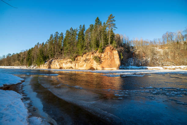istock sandstone cliffs on the shore of river Gauja in Latvia 1092793170