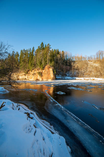 istock sandstone cliffs on the shore of river Gauja in Latvia 1092793196