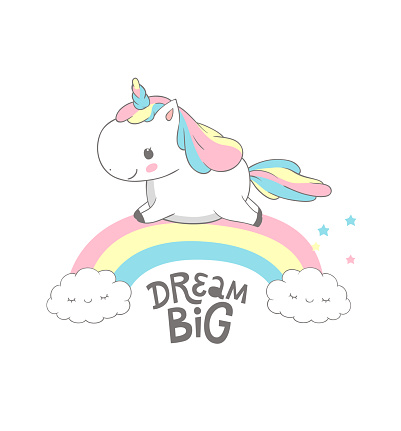 Unicorn Dream Big Rainbow Magic Poster Thiết Kế Poster Mẫu In Trẻ Em Truyền  Cảm Hứng Cổ Tích Với Little Horn Pony Run Trên Rainbow Động Lực Có Thể In  Huy Hiệu