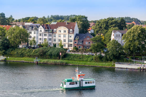 Pedestrian ferry on the Kiel Canal near Kiel, Germany