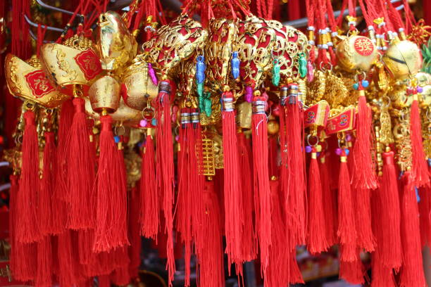 istock Chinese Gold Lucky Charm with Red Tassel 1092820664