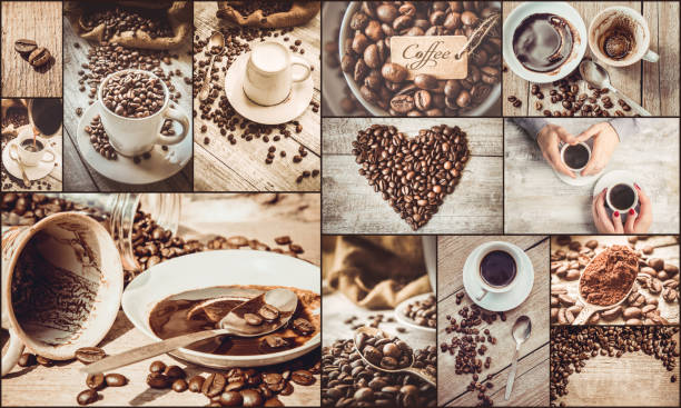 istock collage many pictures of coffee. Selective focus. 1092825268