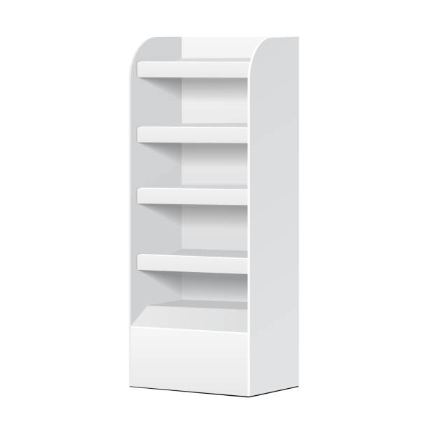 istock White POS POI Cardboard Blank Empty Displays With Shelves Products On White Background Isolated. Ready For Your Design. Product Packing. Vector EPS10 1092839476