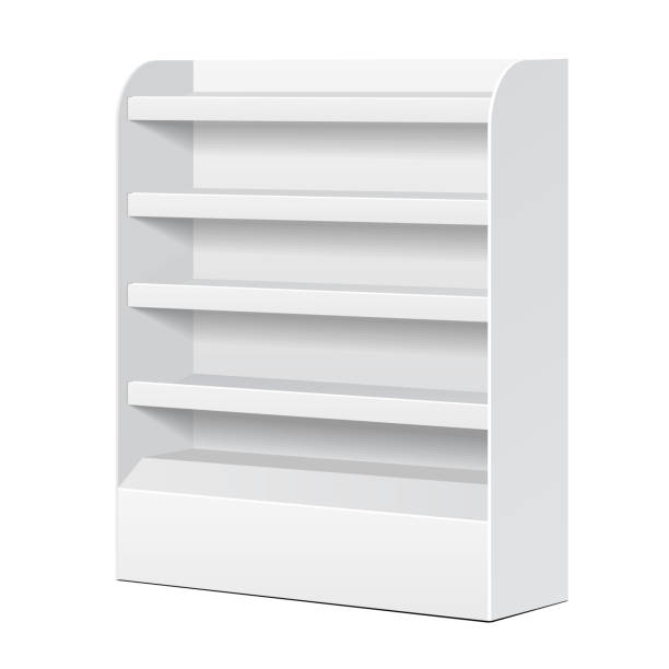 istock White POS POI Cardboard Blank Empty Displays With Shelves Products On White Background Isolated. Ready For Your Design. Product Packing. Vector EPS10 1092839652