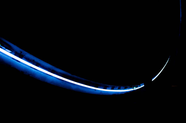 Neon strip of lighting tracing around an awning
