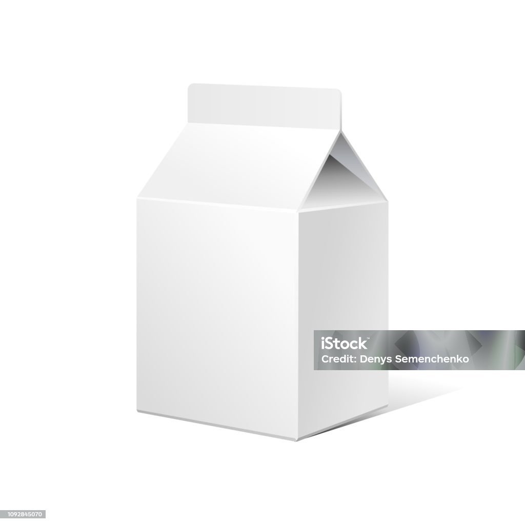 Leite pequeno caixa pacotes em branco branco. Pronto para seu projeto. Produto embalagem Vector EPS10 - Vetor de Embalagem cartonada de leite royalty-free