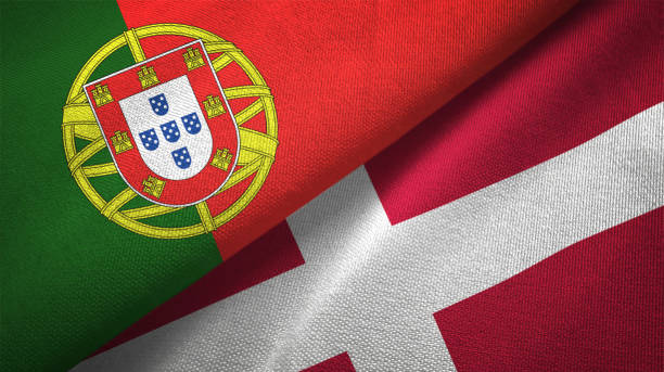 danemark portugal deux drapeaux realations ensemble textile tissu tissu texture et - portuguese culture portugal flag coat of arms photos et images de collection