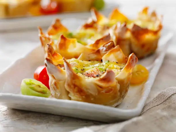 Photo of Crispy Baked Wonton Egg Cups with Bacon, Cheddar Cheese and Green Onions