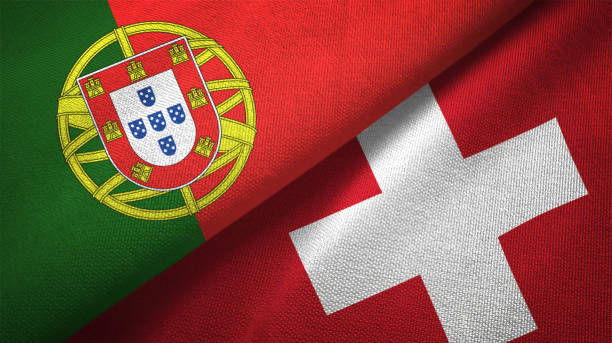 suisse portugal deux drapeaux realations ensemble textile tissu tissu texture et - portuguese culture portugal flag coat of arms photos et images de collection