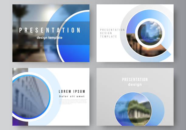 The minimalistic abstract vector illustration of the editable layout of the presentation slides design business templates. Creative modern blue background with circles and round shapes. The minimalistic abstract vector illustration of the editable layout of the presentation slides design business templates. Creative modern blue background with circles and round shapes report document photos stock illustrations