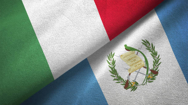 istock Guatemala and Italy two flags together textile cloth fabric texture 1092859638