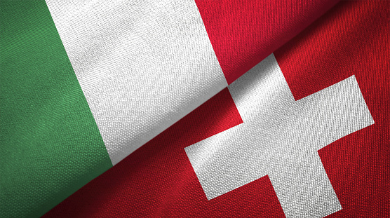 Switzerland and Italy flag together realtions textile cloth fabric texture