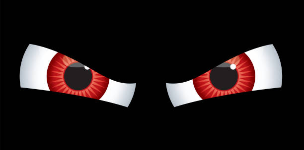 Red Evil Eyes Vector illustration of a pair of evil eyes on a black background. demon fictional character illustrations stock illustrations