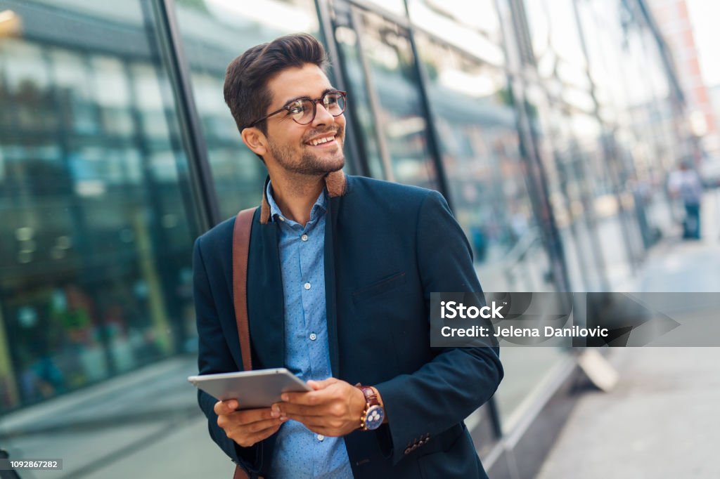 Businessman Using Technology Businessman Using Modern Technology Stock Photo - Download Image Now ...