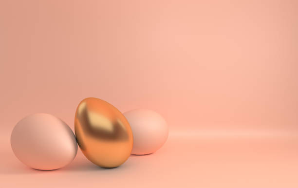 istock Pastel pink and golden easter eggs on pink background. 3d render, digitally generated template. Happy Easter big hunt or sale banner 1092912720