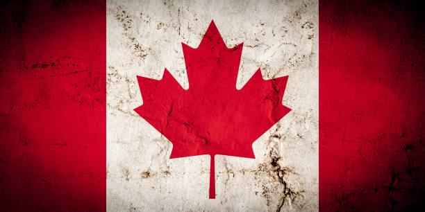 istock Flag of Canada with old dirty grunge texture 1092953628
