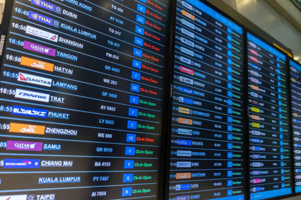 istock Timetable information flight board at the airport. 1092960028