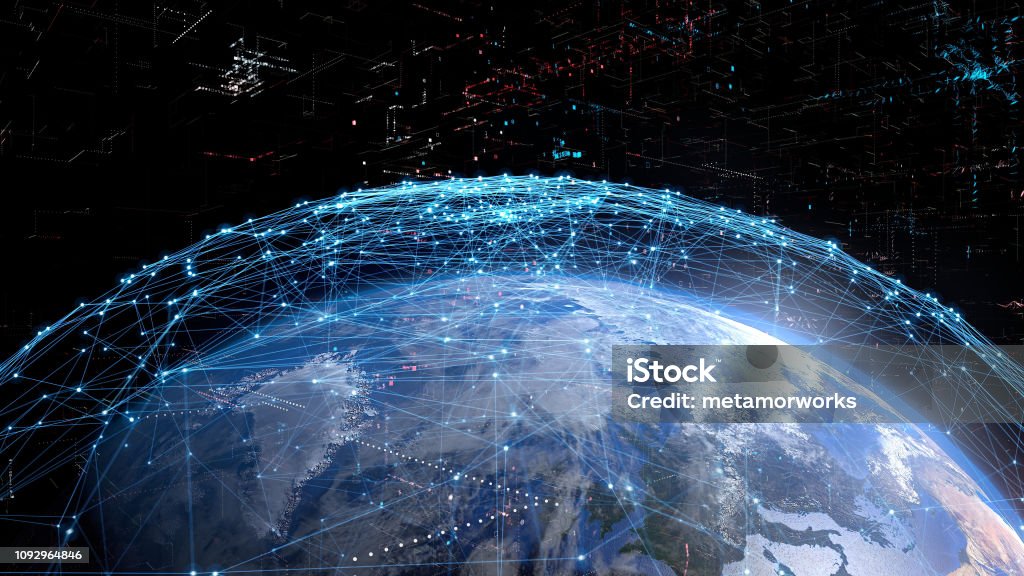 Concepto de red de comunicación global. - Foto de stock de Globo terráqueo libre de derechos Concepto de red de comunicación global. - Foto de stock de Globo terráqueo libre de derechos
