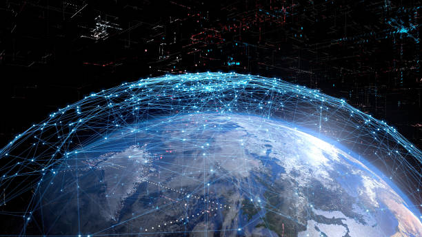 Global communication network concept. Global communication network concept. Elements of this image furnished by NASA. 3D rendering. outer space stock pictures, royalty-free photos & images
