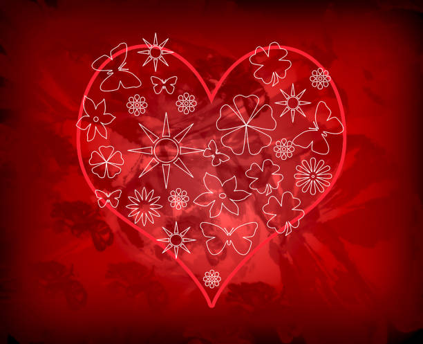 Copy space shot of rustic heart shaped Christmas tree ornament with a branch and red leaves against a distressed white background.