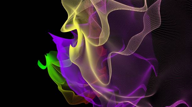 istock Abstract background with luminous energy swirling aurora lines over a black background 1092987650
