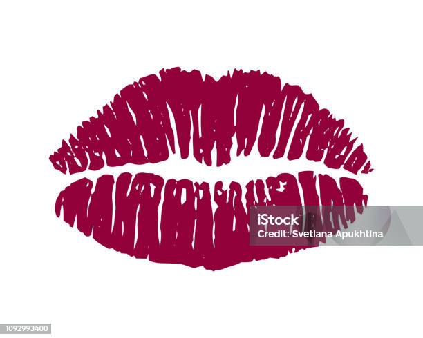 Female Pink Lipstick Kiss Stock Illustration - Download Image Now - Kissing, Lipstick Kiss, Human Lips