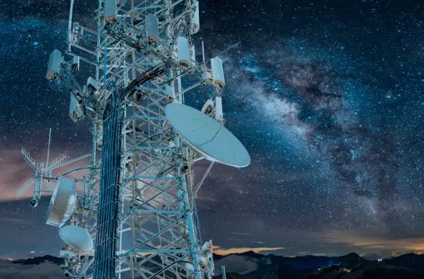 Photo of 5G Milky Way Cell Tower: Cellular communications tower for mobile phone and video data transmission