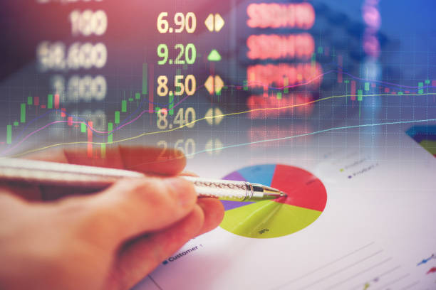 istock Business report chart preparing graphs calculator stock graphs and number Display screen Summary report in Statistics circle Pie chart 1093013326