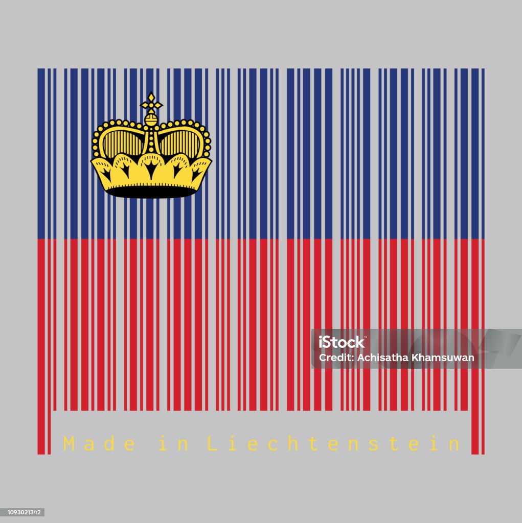 Barcode The Color Of Liechtenstein Flag Blue And Red With A Crown Stock Illustration - Download Image Now - iStock